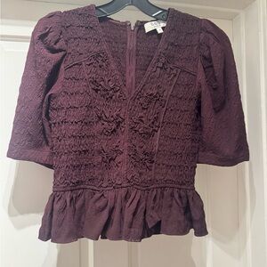 Sea New York Deep Purple Smocked Blouse